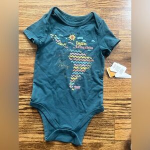 Marmot Teal Short-Sleeve Graphic One-Piece with Multicolor Map